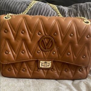 Valentino Brown Quilted Leather Chain Bag